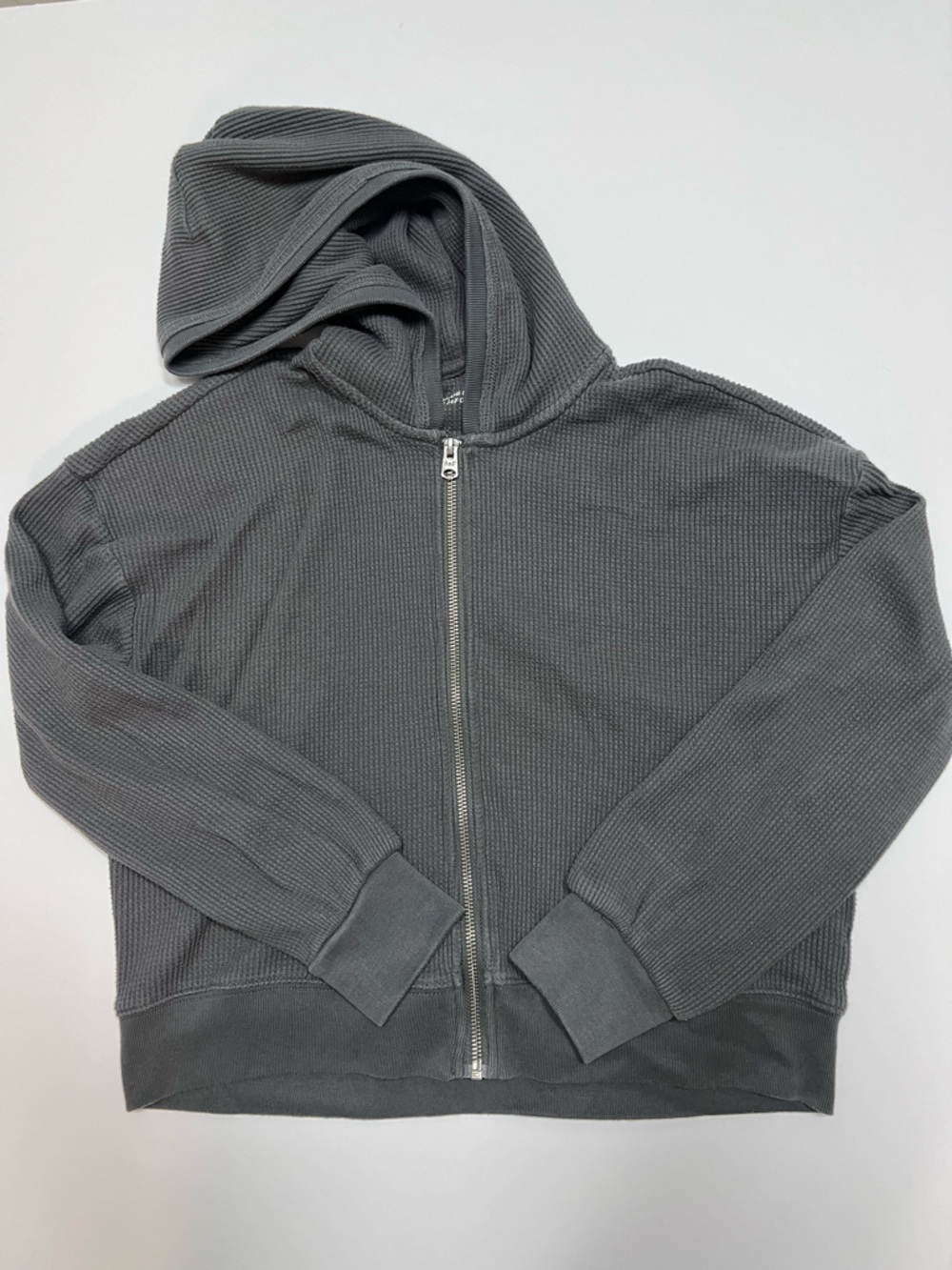 Abercrombie & Fitch Waffle Knit Zip Up Hoodie Gray Women’s Small Cozy Full Zip